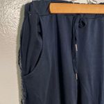 Navy Blue Sweatpants Sequin Side Stripes Size M Photo 2