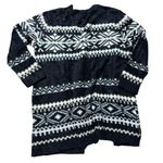 Est. 1946 Sweater Long Open Chunky Knit Cardigan Black and White Size 18/20W Photo 1