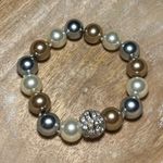 Charming Charlie Faux Pearl Beaded Rhinestone Magnetic Clasp Closure Bracelet Photo 0