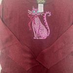 Bob Mackie  Burgundy Sweater‎ with Cat Design Photo 4
