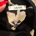 Ganni FLORAL LORITA GEORGETTE BLACK SHEER LONG SLEEVE MOCK NECK BLOUSE TOP Photo 5