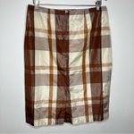 barney's new york  100% silk plaid pencil‎ skirt size 44 Photo 2