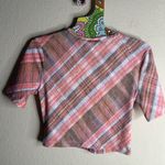 C/MEO COLLECTIVE  Different Story Top Pink Plaid Crop Top size Extra Small Photo 2