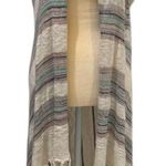 Umgee  Ivory Purple & Teal Striped Long Length Boho Flowy Cardigan Vest Size S/M Photo 0