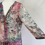 LA Made New Botanical Print Lace Up 3/4 Sleeve Tunic Mini Dress Photo 6