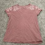 Lucky Brand Pink floral embroidered short sleeve top,  size small Photo 0