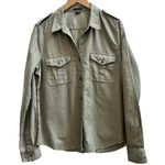 Theory Vintage Green Elden Kenly Cotton Button Up Blouse Utilitarian Size XL Photo 2