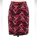Calvin Klein Red Pink Chevron Herringbone Linen Blend Pencil Skirt Size 4 Photo 0
