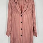 Topshop Women's Striped Collared Long Sleeve Satin Shirt Dress Pink Black Size 4 Photo 3