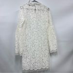 Elegant Ivory White Floral Lace overlay Dress size s high neck bell sleeves boho Photo 7