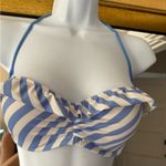 Victoria's Secret Victoria’s Secret blue striped ruffle bikini set 34C- Small Photo 1