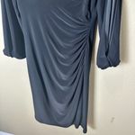 Ralph Lauren LAUREN  Black Long Sleeve Jersey Ruched Dress Size 6 Photo 4