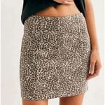 Free People size 10 tea combo leopard print denim skirt Photo 1