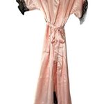 Linea Donatella  Maxi Solid Pink Boudoire Chemise Satin Robe Set NWT S/M/P/M Photo 0