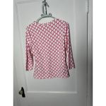 J. McLaughlin Pink White Catalina Cloth Stretchy 3/4 Sleeve Top Women's Medium Photo 6