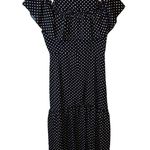 SheIn Black & White Polka Dot Midi Cold Shoulder Dress Photo 2