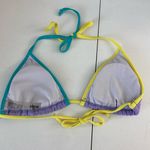 SheIn EUC  women’s purple multicolor tie halter neck triangle bikini swim top‎ L Photo 3