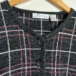 Dress Barn  Woman Button Front Cardigan Sweater Grid Pattern Fuzzy Soft Size 1X Photo 4