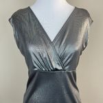 Ann Taylor  Top XS Silver Shimmery V-Neck Sleeveless Sheer Metallic Women New NWT Photo 1