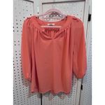 Ezra  Coral Peach Flowy Dolman Sleeve‎ V Neck Blouse Top Size L Photo 1