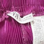 ZARA Purple Ribbed Pull on Ruffle Elastic Waist Shorts Size Large Shiny Stretch Photo 5