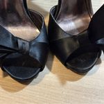 Rsvp  Black Satin Open-Toe Pumps Heels with Bow‎ Size 7 Photo 5