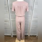 One Clothing  Striped Short Sleeve Jumpsuit Pink-Small Photo 3