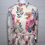 Flying Tomato Med Cottagecore Victorian Romantic Chiffon Midi Dress Ivory Size M Pink Photo 2