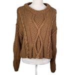 Free People Cutting Edge Cable Knit Sweater Brown Large Photo 2