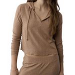 American Eagle AE Cropped Sweater Lounge Hoodie Brown NWT Medium Photo 2