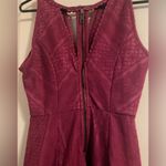 Free People  Miss Connections Magenta Lace Cutout Mini Dress Size 4 Fit Flare Photo 4