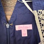 Lilly Pulitzer True Navy Shimmer Gold Embroidered Neck Shift Dress Size 2 Photo 6