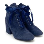 Sam Edelman Boot Tate Dark Blue Suede Block Heel Lace Up Granny Boot Size 5.5 Photo 5