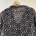 Free People Marne Star Print Sheer Mesh Tie Front Coquette Blouse Top Size S Photo 7