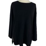 TESORI SZ S 100% Cashmere Black Long Sweater Satin Trim Long Sleeves Photo 0