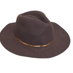 Source Unknown Mocha Brown Fedora Wool Hat with gold trim Photo 1