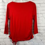 Michael Kors  Basics Petite Top 3/4 Sleeve Gold Accent Ruched Crimson Red XLP NWT Photo 2