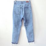 EXPRESS  Super High Rise Mom Jean Distressed Ripped Medium Wash Size 4 Regular Photo 1