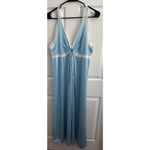 American Vintage Vintage Baby Blue Night Slip, White Lace Trim Front Keyhole Tie Detail medium Photo 9