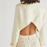 Free People NEW 100% Linen Crossover Back Bennie Crop Blazer, S Photo 1