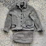 Vintage Tweed Blazer Skirt Suit Set Black White Size undefined Photo 0
