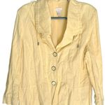 Chico's Size 16 Light Weight Detail Front Buttons Lined Pleated Yellow Jacket Photo 0