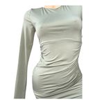 Forever 21 Women’s size Small long sleeve ruched bodycon mini dress sage green F21 Photo 5