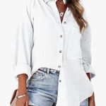 Caffe Marrakesh Solid White Casual Button Down Shirt White Size 3X Photo 1