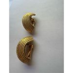 80s Vintage MiMi Di N Signed Chunky Round Embossed Gold Tone Clip On Earrings Photo 2