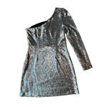 Highline Collective One Shoulder Silver Sequined One shoulder Cocktail Dress Photo 2