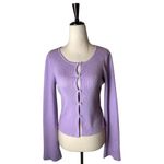 Tiger Mist  Sweater Women‎ XS Purple Ribbed Knit Monica Cardigan Sexy Preppy Photo 2