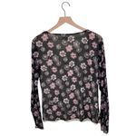 Vintage Y2K New York & Company Mesh Floral Long Sleeve Top Size XL Whimsigoth Black Photo 2