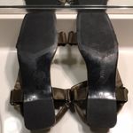 ZARA  Women’s Satin Olive Green Self-Fastener Ankle Strap Slide Sandals Photo 7