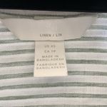 H&M  Linen Cropped Front Knot Button Down Shirt White and Green Striped / Size XS Photo 3